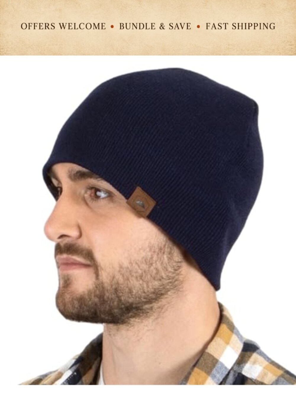Acrylic Knit Beanie Winter Hat Fitted High Stretch Pull-On